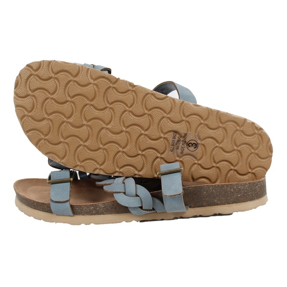 GIRLS Blue Buckle Strap Platform Slip On Sandal - Picture 2 of 4